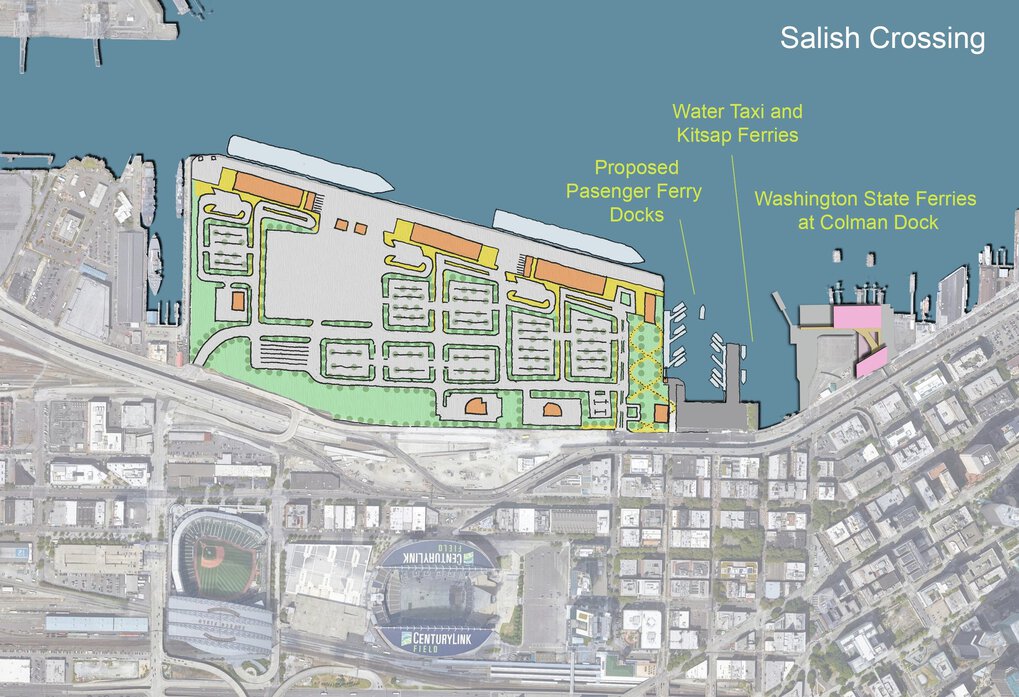 Terminal 46 could serve as a gateway hub for transit, cruise ships and community uses.
(Courtesy of Colibri Northwest, LLC ) 