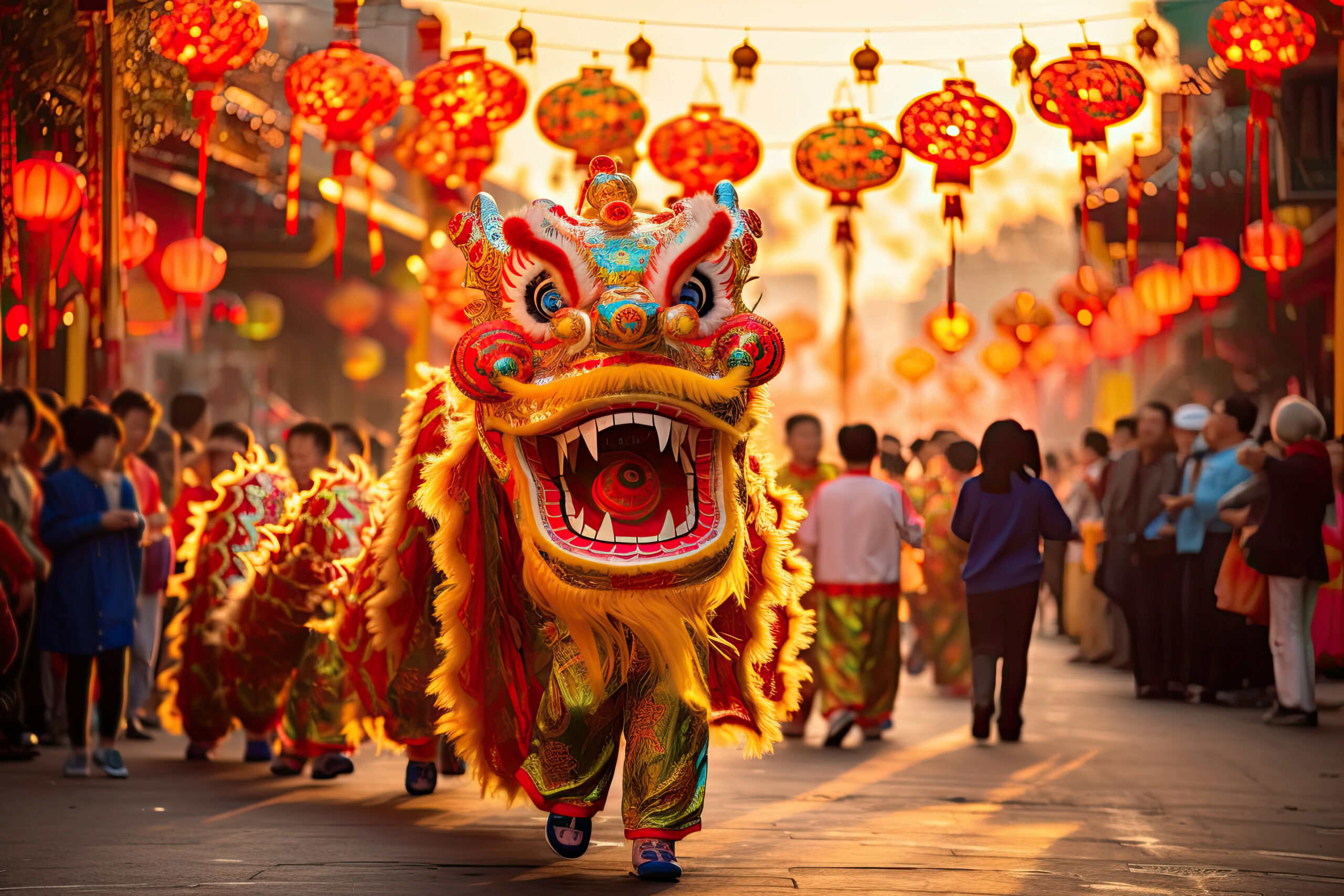 Chinese dragon as a character for the dragon dance at the Chinese New Year festival.